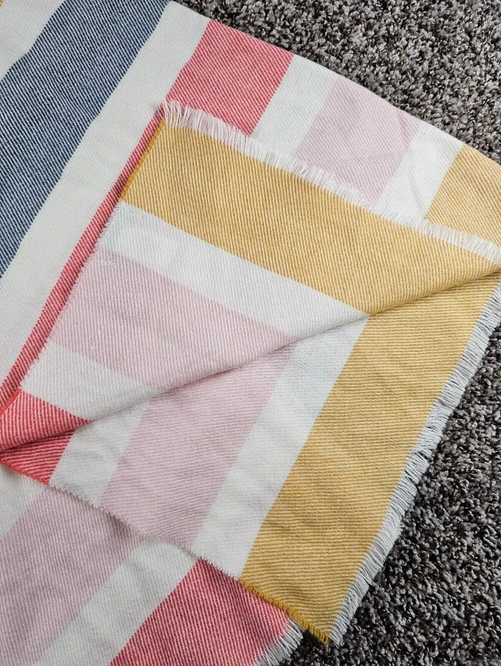 Peyton & Parker Womens Pastel Striped Knit Scarf Shawl Pink Blue Yellow